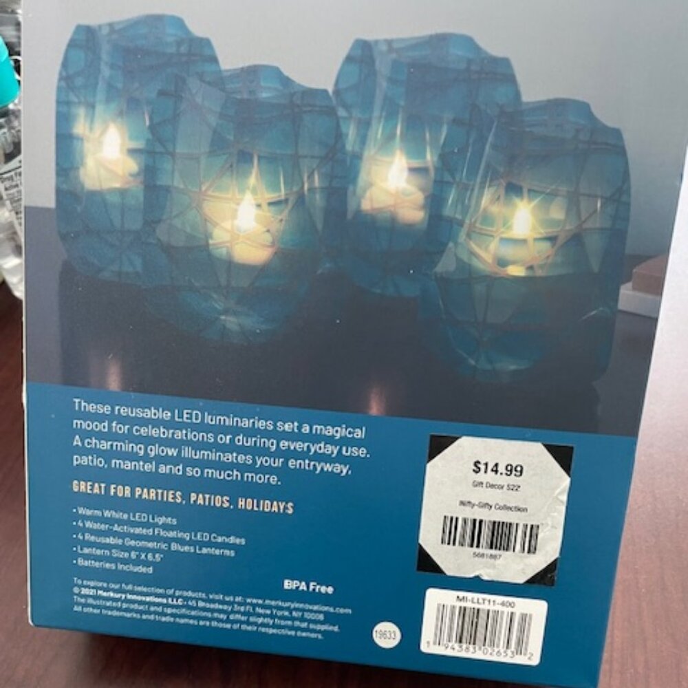 NEW Glowing LED Lanterns with Floating Flameless LED Candles 4pc PASTEL FLORALS - Picture 5 of 5